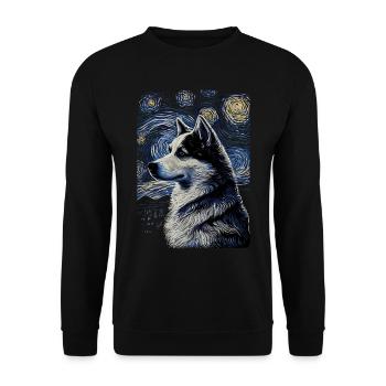 Husky Starry Night - Unisex Pullover - Schwarz - Vorne - Alina (178cm) & Michal (187cm)