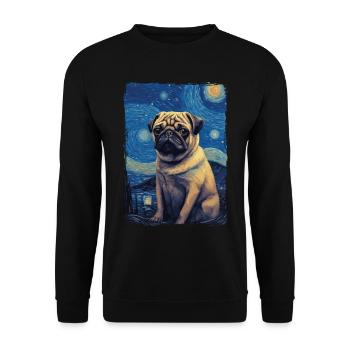 Pug Starry Night - Unisex Sweatshirt - black - Front - Alina (178cm) & Michal (187cm)