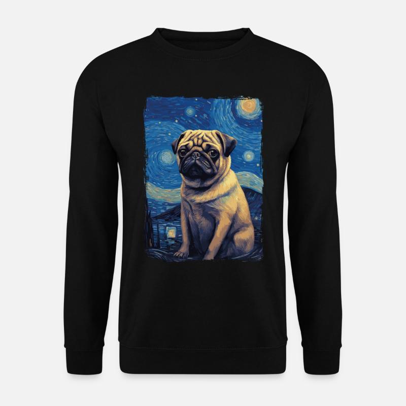 Pug Starry Night - Unisex Sweatshirt - black
