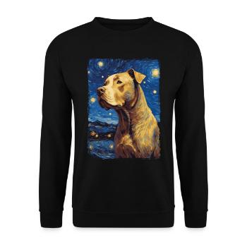 Pitbull Dog Starry Night - Unisex Sweatshirt - black - Front - Alina (178cm) & Michal (187cm)