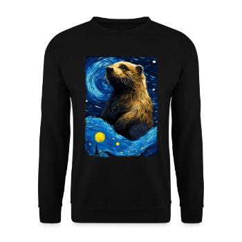 Otter Starry Night - Unisex Pullover - Schwarz - Vorne - Alina (178cm) & Michal (187cm)