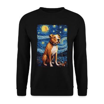 Pitbull Dog Starry Night - Unisex Sweatshirt - black - Front - Alina (178cm) & Michal (187cm)