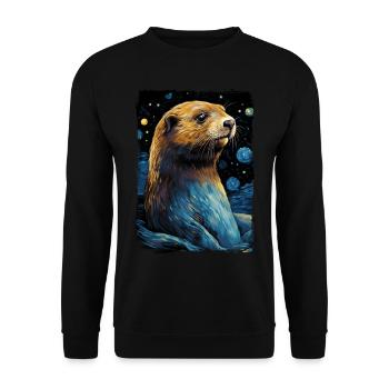 Otter Starry Night - Unisex Pullover - Schwarz - Vorne - Alina (178cm) & Michal (187cm)
