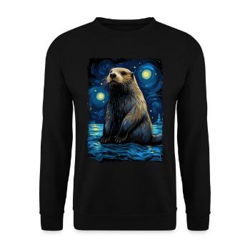 Otter Starry Night - Unisex Pullover - Schwarz - Vorne - Alina (178cm) & Michal (187cm)