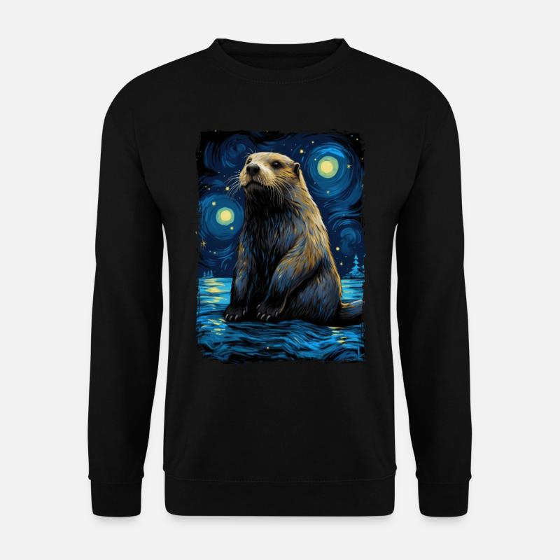 Otter Starry Night - Unisex Sweatshirt - black