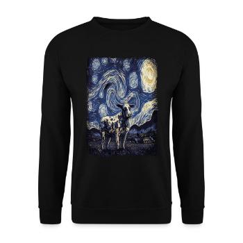 Kuh Starry Night - Unisex Pullover - Schwarz - Vorne - Alina (178cm) & Michal (187cm)