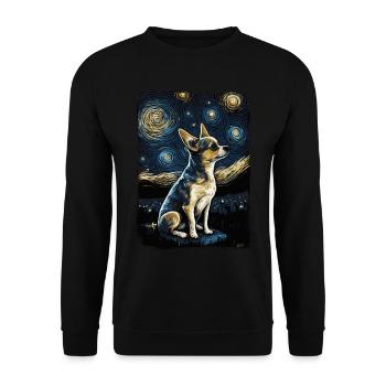 Chihuahua Starry Night - Unisex Pullover - Schwarz - Vorne - Alina (178cm) & Michal (187cm)