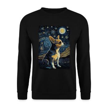 Chihuahua Starry Night - Unisex Pullover - Schwarz - Vorne - Alina (178cm) & Michal (187cm)