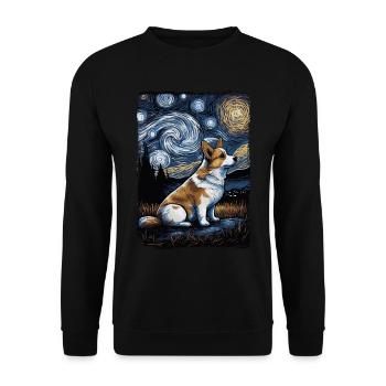 Corgi Starry Night - Unisex Pullover - Schwarz - Vorne - Alina (178cm) & Michal (187cm)