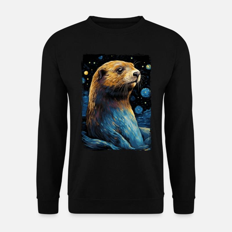 Otter Starry Night - Unisex Sweatshirt - black