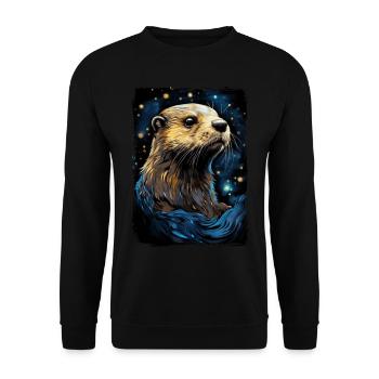 Otter Starry Night - Unisex Pullover - Schwarz - Vorne - Alina (178cm) & Michal (187cm)