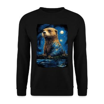 Otter Starry Night - Unisex Pullover - Schwarz - Vorne - Alina (178cm) & Michal (187cm)