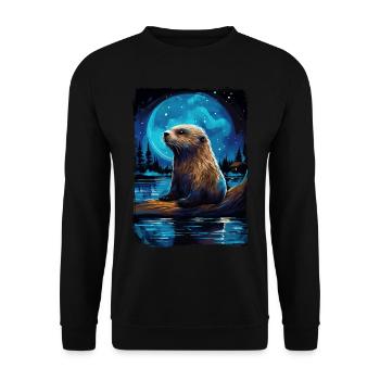 Otter Starry Night - Unisex Pullover - Schwarz - Vorne - Alina (178cm) & Michal (187cm)