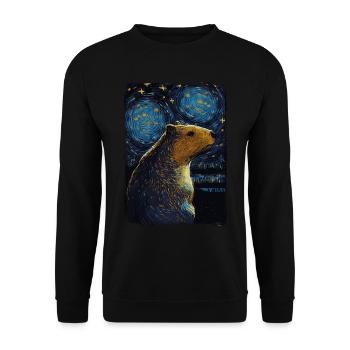 Capybara Starry Night - Unisex Sweatshirt - black - Front - Alina (178cm) & Michal (187cm)