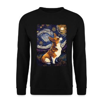 Corgi Starry Night - Unisex Pullover - Schwarz - Vorne - Alina (178cm) & Michal (187cm)