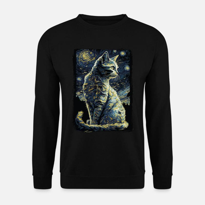 Cat Starry Night - Unisex Sweatshirt - black
