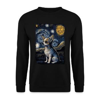 Chihuahua Starry Night - Unisex Pullover - Schwarz - Vorne - Alina (178cm) & Michal (187cm)