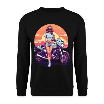 Vintage Californie moto motard esthétique - Sweat-shirt Unisexe - noir - Devant - Alina (178cm) & Michal (187cm)