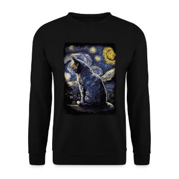 Cat Starry Night - Unisex Sweatshirt - black - Front - Alina (178cm) & Michal (187cm)