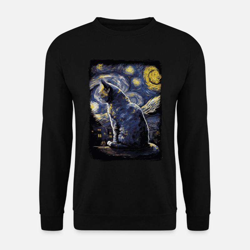 Cat Starry Night - Unisex Sweatshirt - black