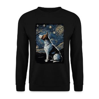Bullterrier Starry Night - Unisex Pullover - Schwarz - Vorne - Alina (178cm) & Michal (187cm)