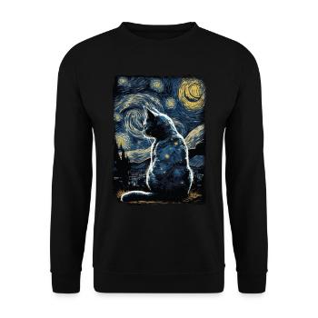 Cat Starry Night - Unisex Sweatshirt - black - Front - Alina (178cm) & Michal (187cm)