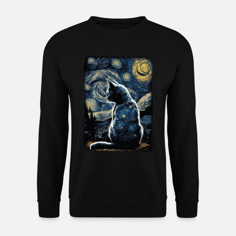 Cat Starry Night - Unisex Sweatshirt - black