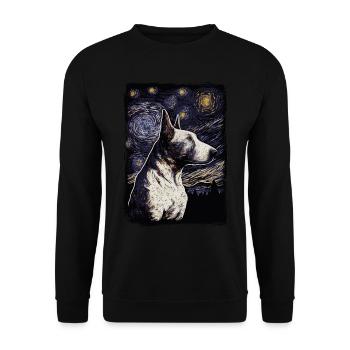 Bullterrier Starry Night - Unisex Pullover - Schwarz - Vorne - Alina (178cm) & Michal (187cm)