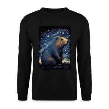 Capybara Starry Night - Unisex Sweatshirt - black - Front - Alina (178cm) & Michal (187cm)