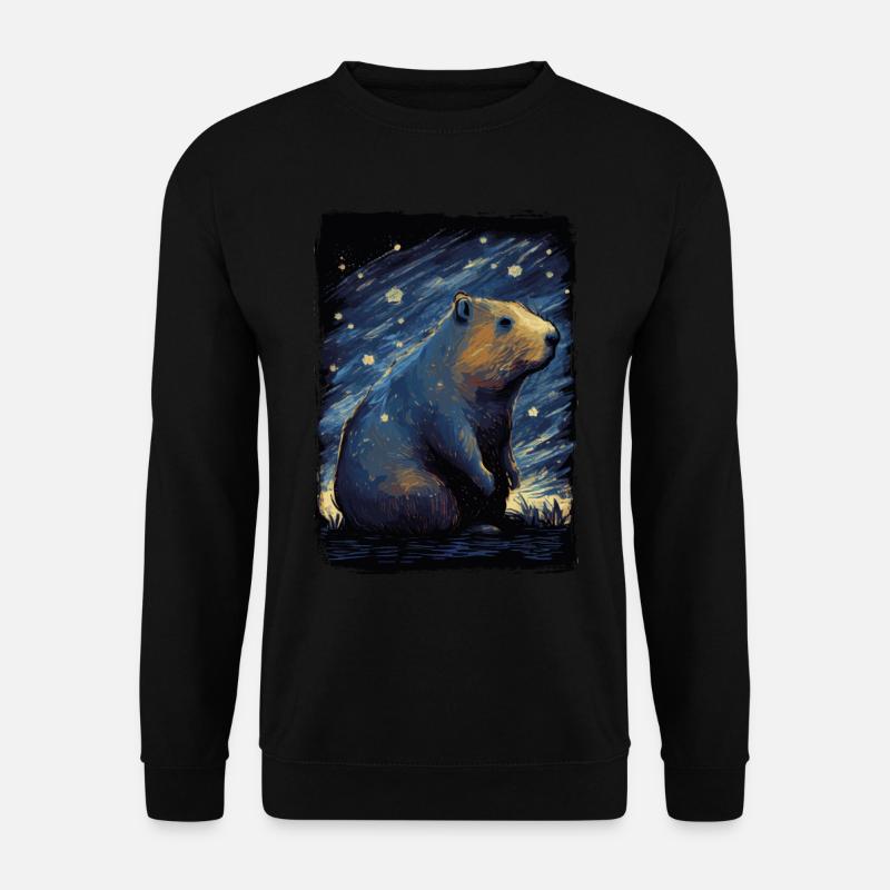 Capybara Starry Night - Unisex Sweatshirt - black