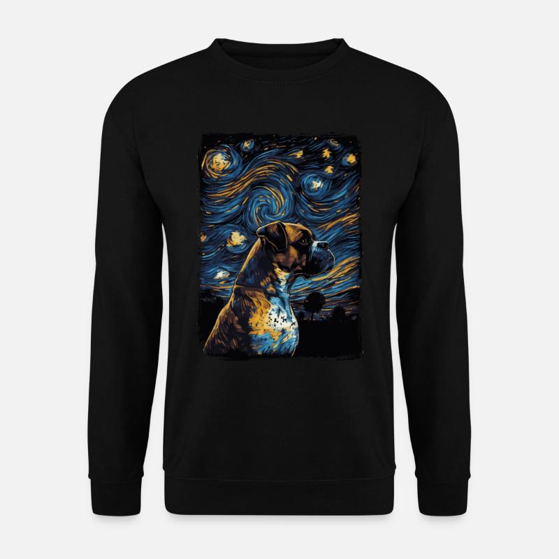 Boxerhund Starry Night - Unisex Pullover - Schwarz