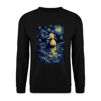 Badeente Starry Night - Unisex Pullover - Schwarz - Vorne - Alina (178cm) & Michal (187cm)