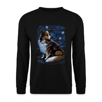 Shetland Shepherd Starry Night - Unisex Sweatshirt - black - Front - Alina (178cm) & Michal (187cm)