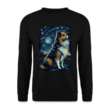 Shetland Shepherd Starry Night - Unisex Sweatshirt - black - Front - Alina (178cm) & Michal (187cm)