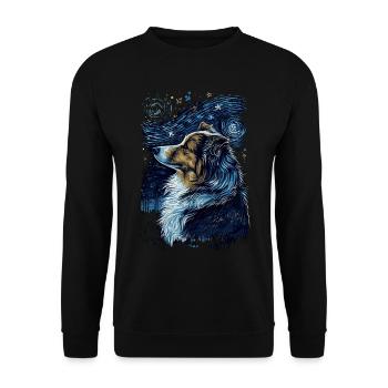 Shetland Shepherd Starry Night - Unisex Sweatshirt - black - Front - Alina (178cm) & Michal (187cm)
