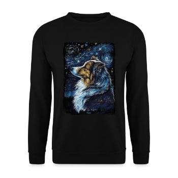 Shetland Shepherd Starry Night - Unisex Sweatshirt - black - Front - Alina (178cm) & Michal (187cm)