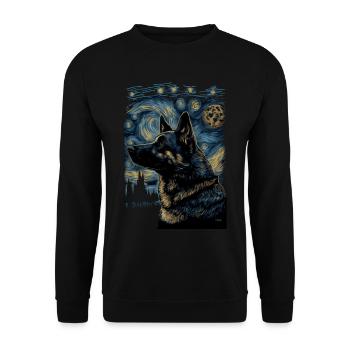 Schäferhund Starry Night - Unisex Pullover - Schwarz - Vorne - Alina (178cm) & Michal (187cm)