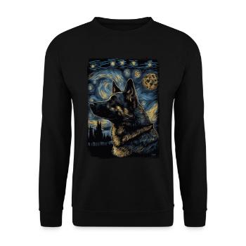 Schäferhund Starry Night - Unisex Pullover - Schwarz - Vorne - Alina (178cm) & Michal (187cm)