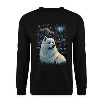 Samoyed Starry Night - Unisex Pullover - Schwarz - Vorne - Alina (178cm) & Michal (187cm)