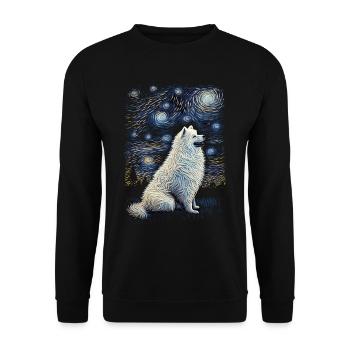 Samoyed Starry Night - Unisex Sweatshirt - black - Front - Alina (178cm) & Michal (187cm)