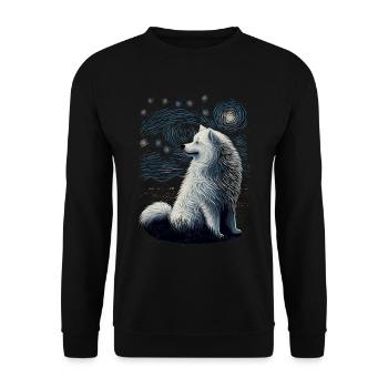 Samoyed Starry Night - Unisex Pullover - Schwarz - Vorne - Alina (178cm) & Michal (187cm)