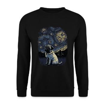 Pug Starry Night - Unisex Sweatshirt - black - Front - Alina (178cm) & Michal (187cm)