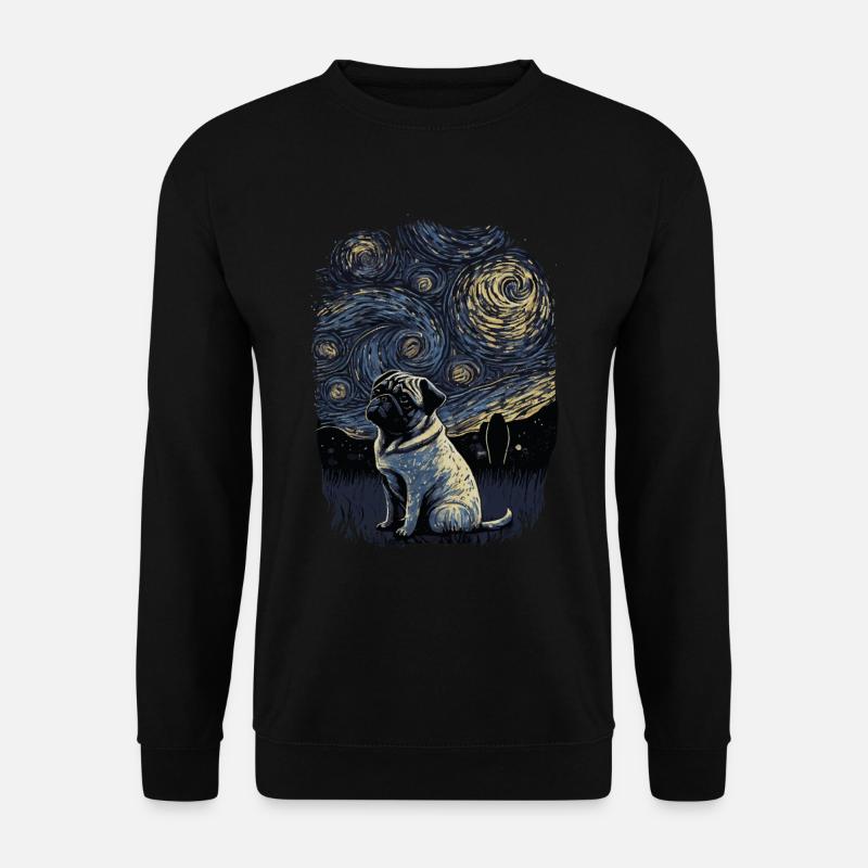 Mops Starry Night - Unisex Pullover - Schwarz