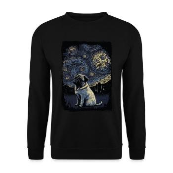 Pug Starry Night - Unisex Sweatshirt - black - Front - Alina (178cm) & Michal (187cm)