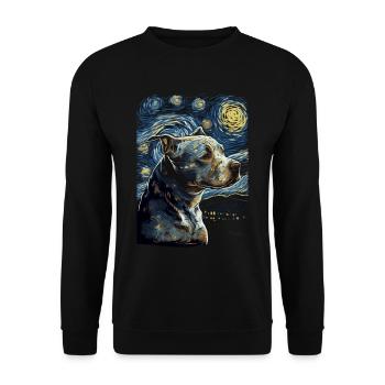Pitbull Dog Starry Night - Unisex Sweatshirt - black - Front - Alina (178cm) & Michal (187cm)