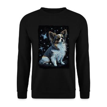 Papillon Hund Starry Night - Unisex Pullover - Schwarz - Vorne - Alina (178cm) & Michal (187cm)