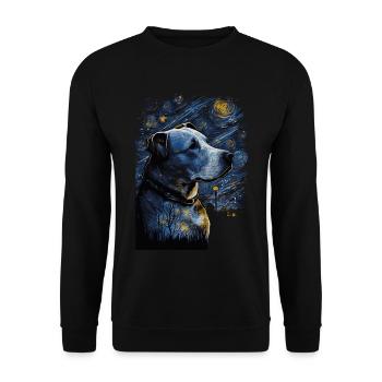 Pitbull Dog Starry Night - Unisex Sweatshirt - black - Front - Alina (178cm) & Michal (187cm)