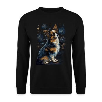 Papillon Hund Starry Night - Unisex Pullover - Schwarz - Vorne - Alina (178cm) & Michal (187cm)