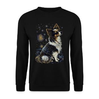Papillon Hund Starry Night - Unisex Pullover - Schwarz - Vorne - Alina (178cm) & Michal (187cm)