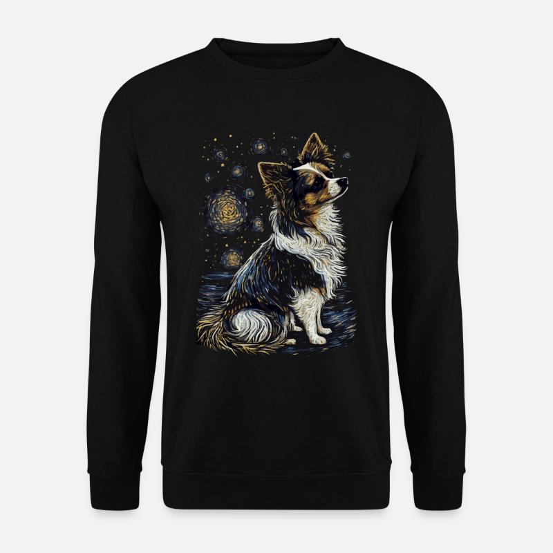 Papillon Hund Starry Night - Unisex Pullover - Schwarz